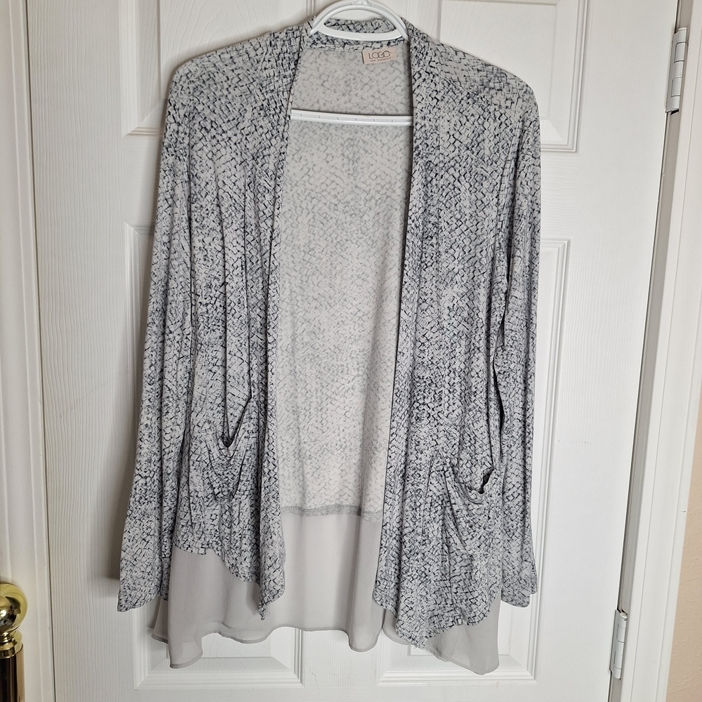 LOGO by Lori Goldstein Black and White Women's Cardigan